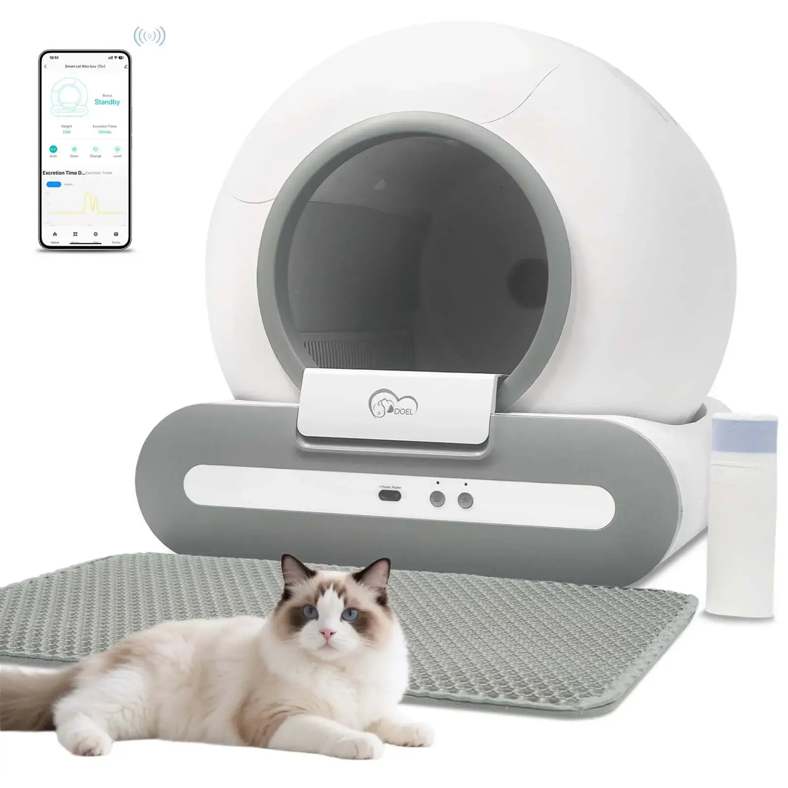Smart Self-Cleaning Litter Box™ | Automatic Home Hygiene Solution with modern design, perfect for pet owners. Includes water dispenser.